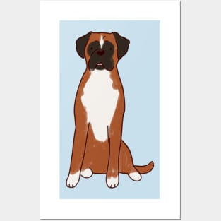 boxer dog drawing Posters and Art